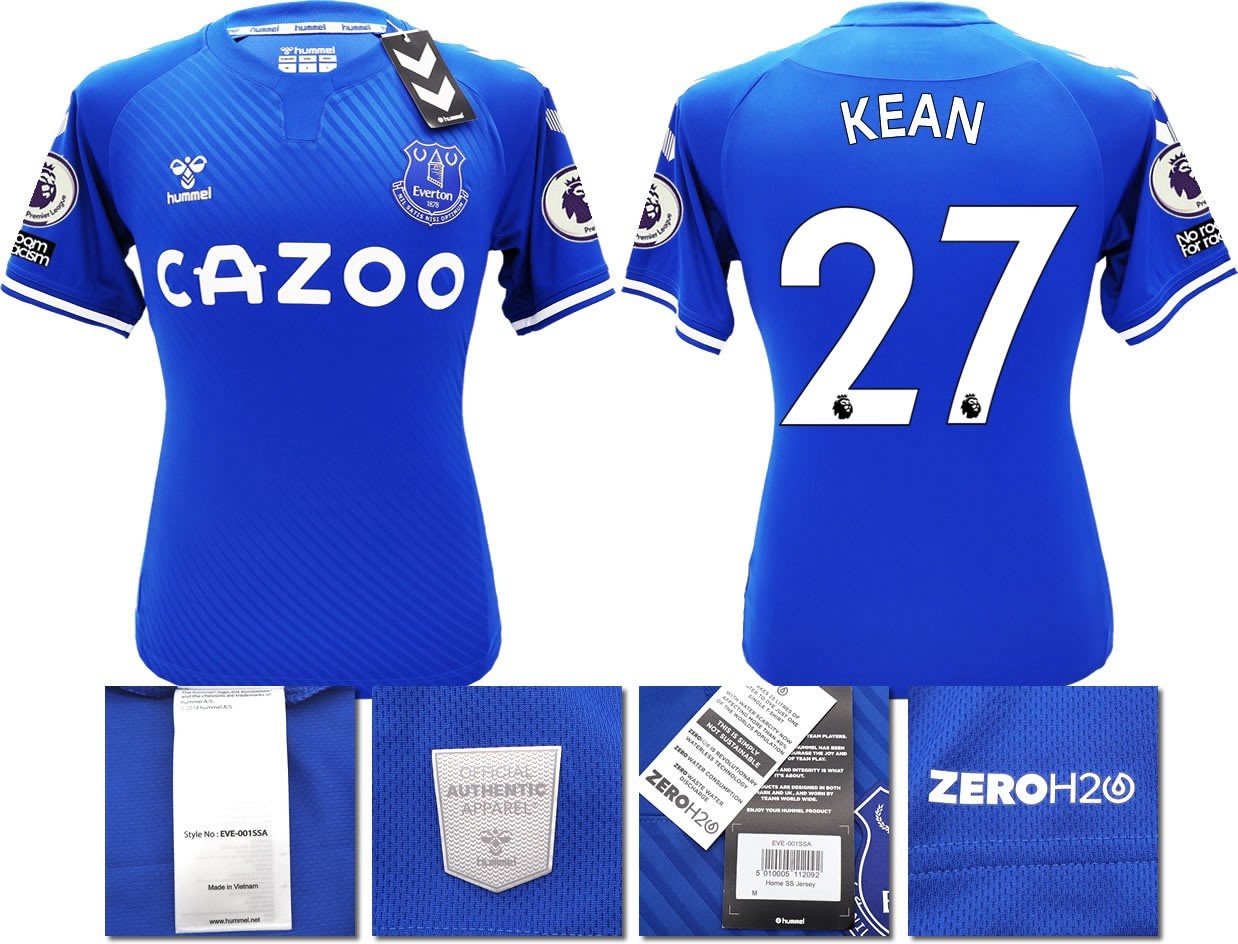 BNWT 2020 2021 HUMMEL EVERTON HOME SHIRT MEN'S KEAN 27 + PATCHES