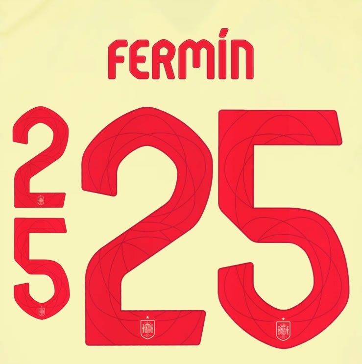 2024 2025 OFFICIAL SPAIN FERMIN 25 AWAY PLAYER SIZE NAMESET