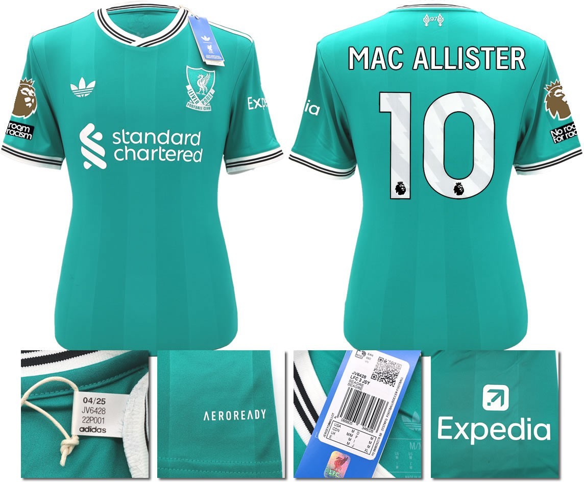 BNWT 2025 2026 LIVERPOOL ADIDAS 3RD SHIRT MAC ALLISTER 10 + PATCHES MEN'S