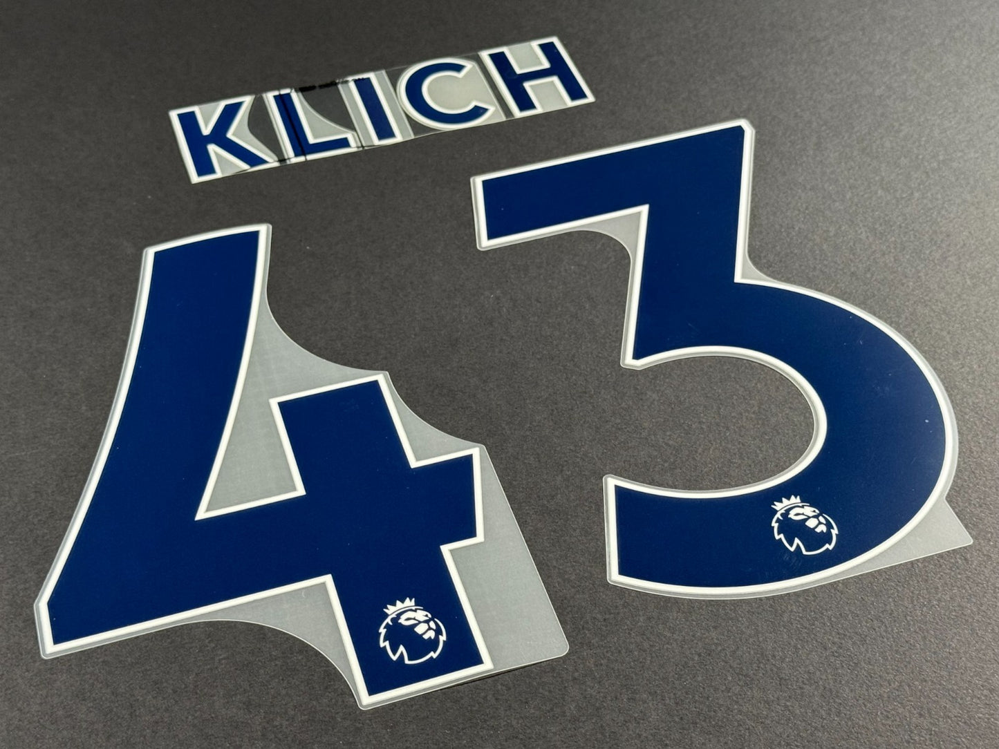 LEEDS UNITED 2022 2023 KLICH 43 OFFICIAL AVERY BLUE PLAYER SIZE NAME SET