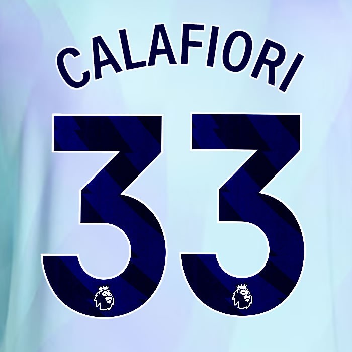 2024 2025 ARSENAL CALAFIORI 33 BLUE 3RD OFFICIAL PLAYER SIZE NAMESET