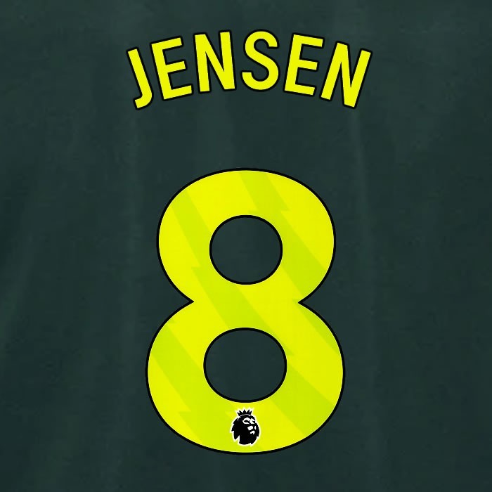 2024 2025 BRENTFORD JENSEN 8 OFFICIAL YELLOW 3RD PLAYER SIZE NAMESET