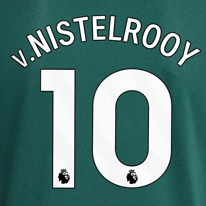 MAN UTD 2324 v. NISTELROOY 10 OFFICIAL AVERY DENNISON WHITE PLAYER SIZE NAME SET