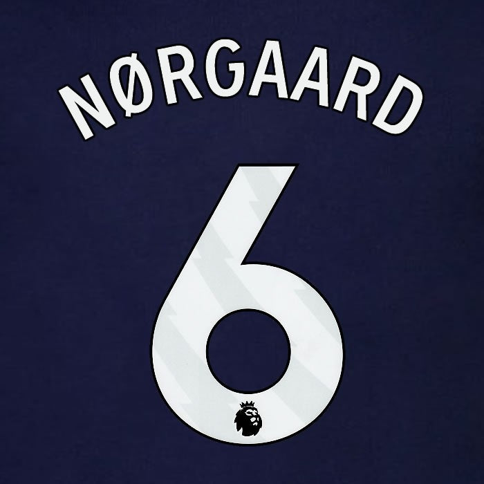 2023 2024 BRENTFORD NORGAARD 6 OFFICIAL WHITE 3rd PLAYER SIZE NAMESET