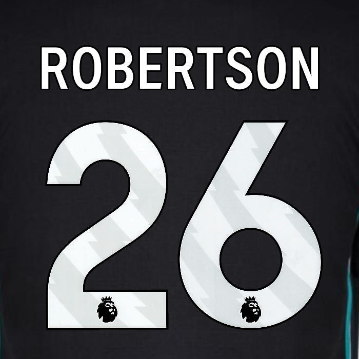 2024 2025 OFFICIAL LIVERPOOL ROBERTSON 26 WHITE AWAY PLAYER SIZE NAMESET