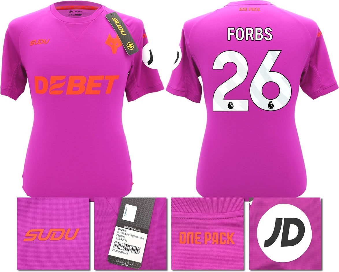 BNWT 2024/2025 WOLVES F.C. SUDU THIRD SHIRT FORBS 26
