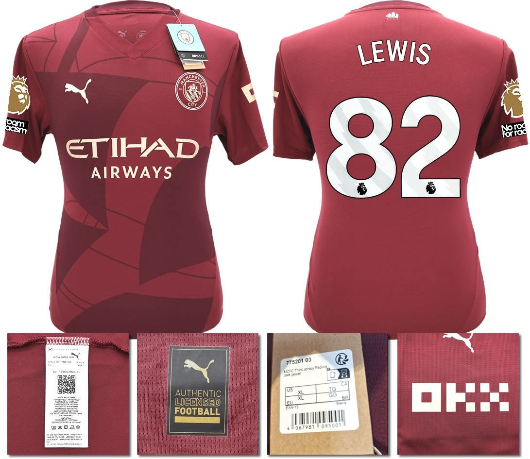 BNWT 24 25 MAN CITY PUMA THIRD LEWIS 82 + PATCHES FOOTBALL SHIRT MENS SMALL