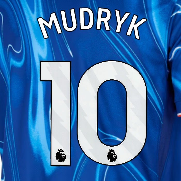 2024 2025 OFFICIAL CHELSEA MUDRYK 10 WHITE HOME PLAYER SIZE NAMESET