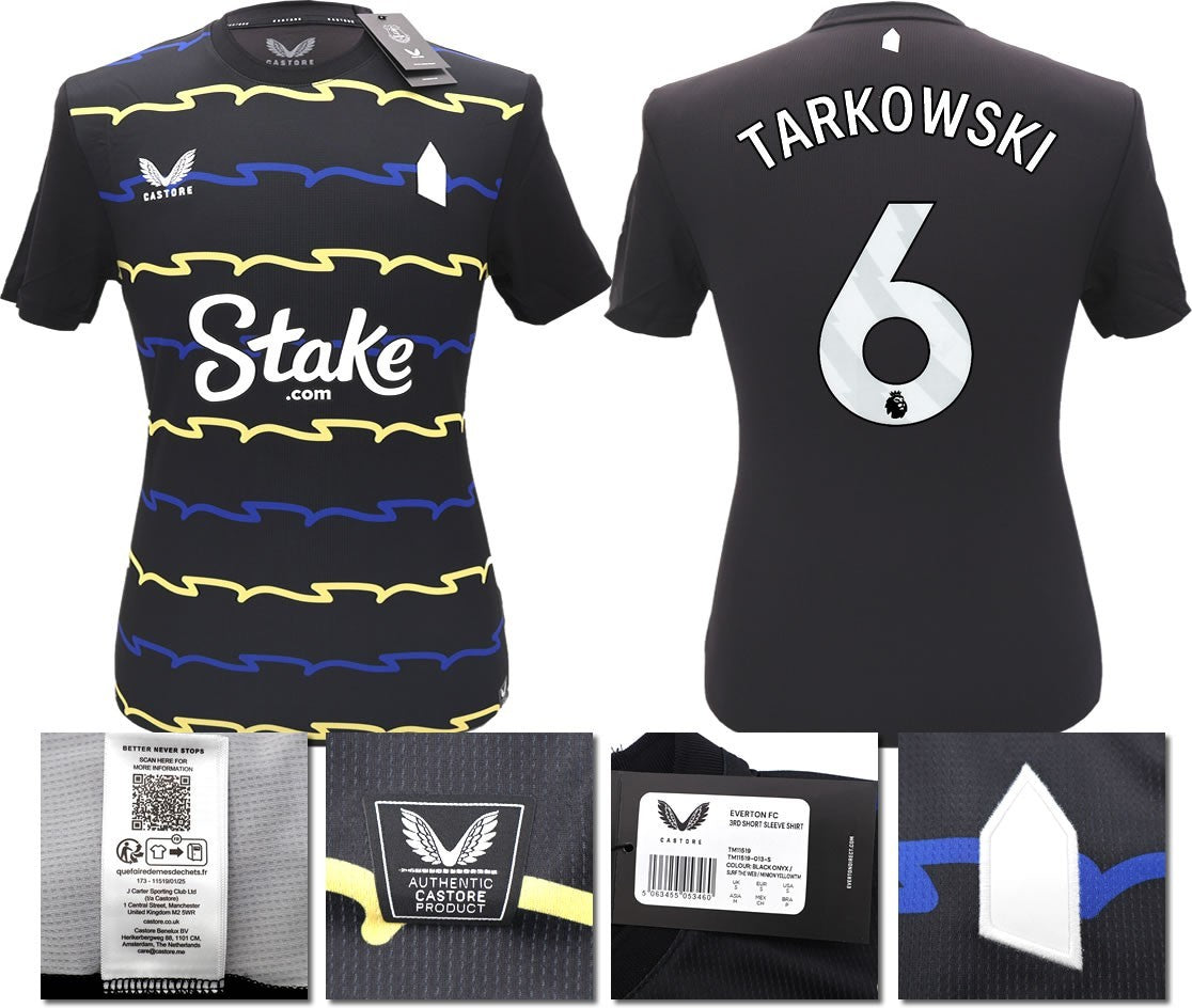 BNWT 2025/2026 EVERTON F.C. CASTORE 3RD SHIRT TARKOWSKI 6 + PATCHES