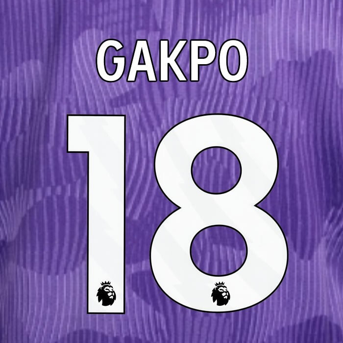 2023 2024 OFFICIAL LIVERPOOL GAKPO 18 WHITE 3RD PLAYER SIZE NAMESET