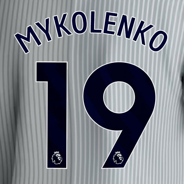 2023 2024 EVERTON MYKOLENKO 19 OFFICIAL BLUE 3RD PLAYER SIZE NAMESET