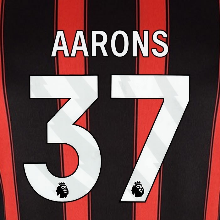 2023 2024 BOURNEMOUTH AARONS 37 WHITE HOME PLAYER SIZE NAME SET