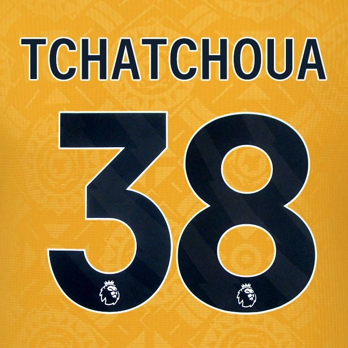 2025 2026 WOLVES HOME BLACK TCHATCHOUA 38 OFFICIAL PLAYER SIZE NAMESET