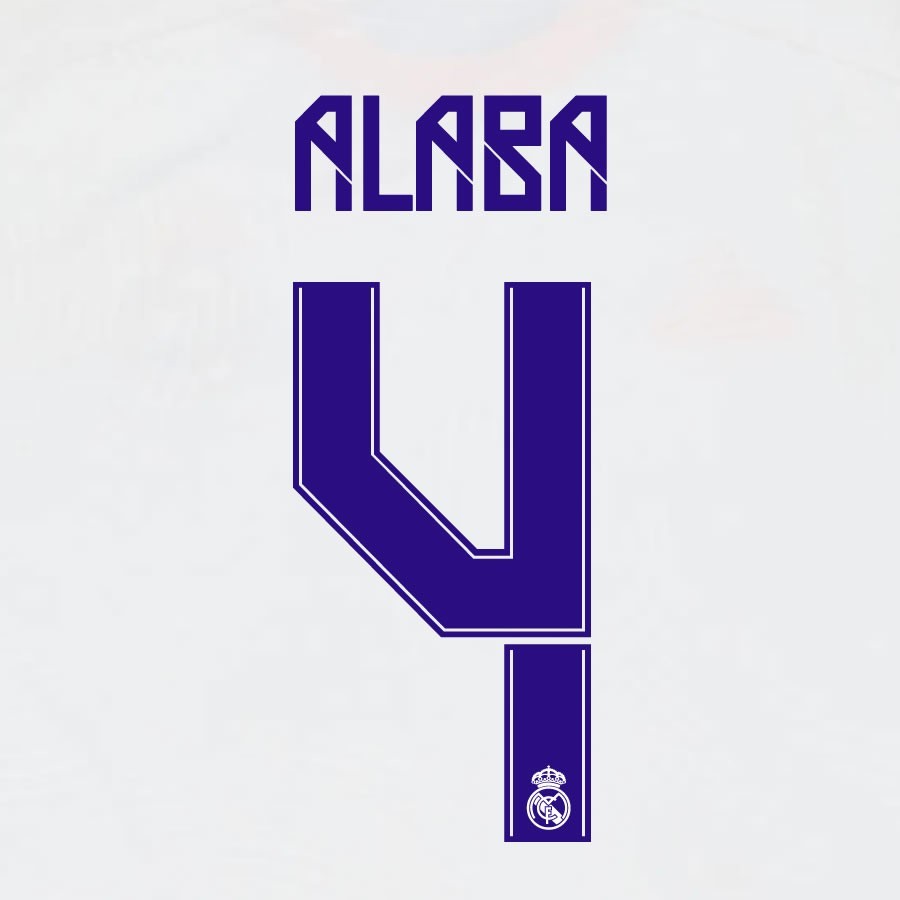 2021 2022 AVERY DENNISON REAL MADRID ALABA 4 HOME PLAYER SIZE NAMESET