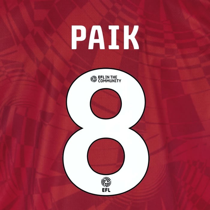 25 26 BIRMINGHAM CITY PAIK 8 OFFICIAL WHITE 3RD NAME SET 230MM