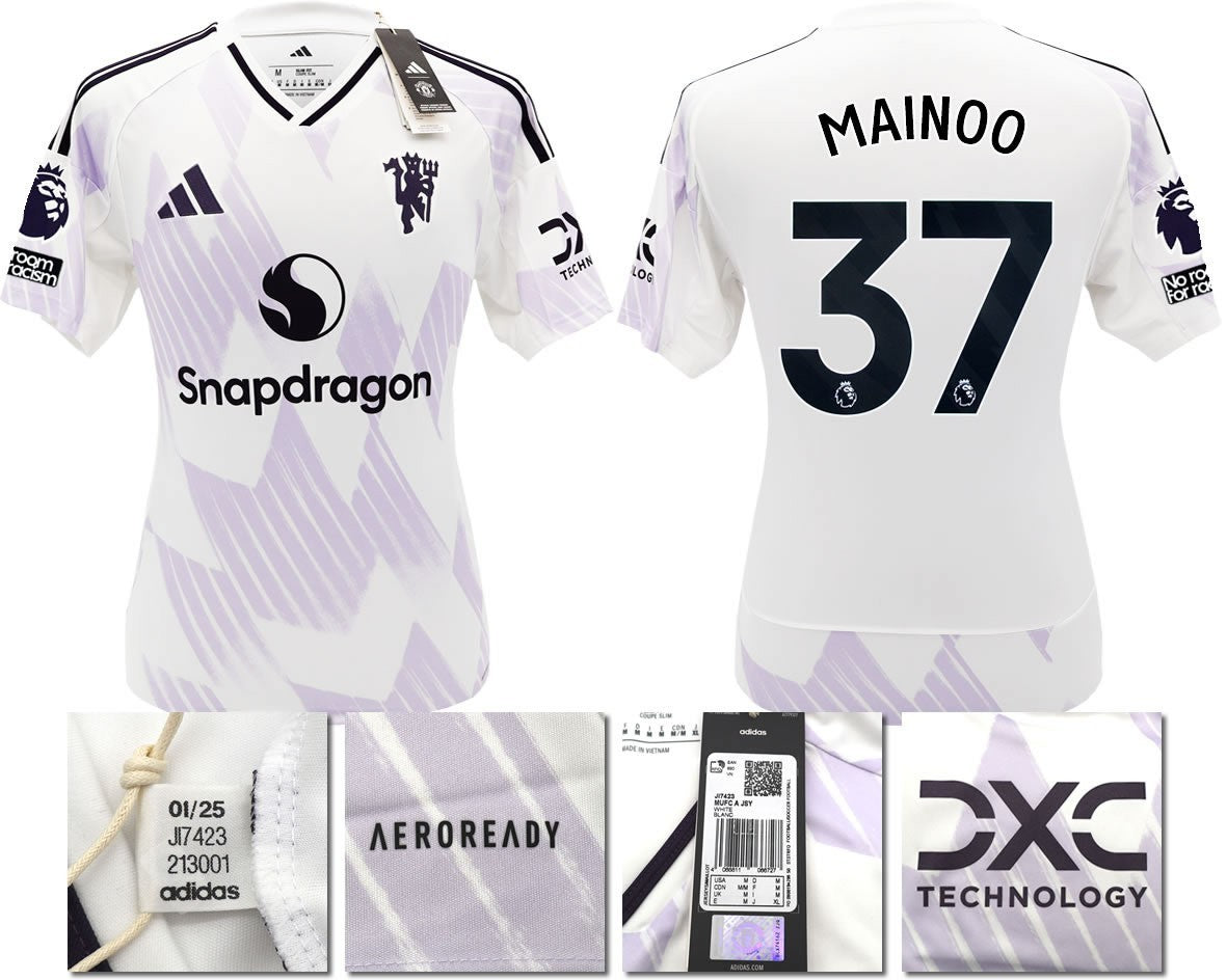 BNWT 25 26 MANCHESTER UNITED ADIDAS AWAY SHIRT MAINOO 37 + PATCHES