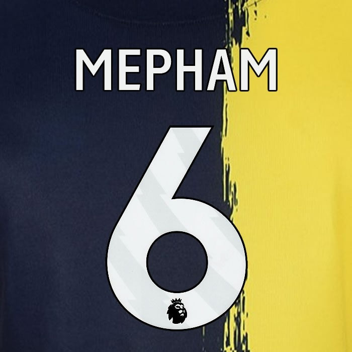 2023 2024 BOURNEMOUTH MEPHAM 6 WHITE 3rd PLAYER SIZE NAME SET