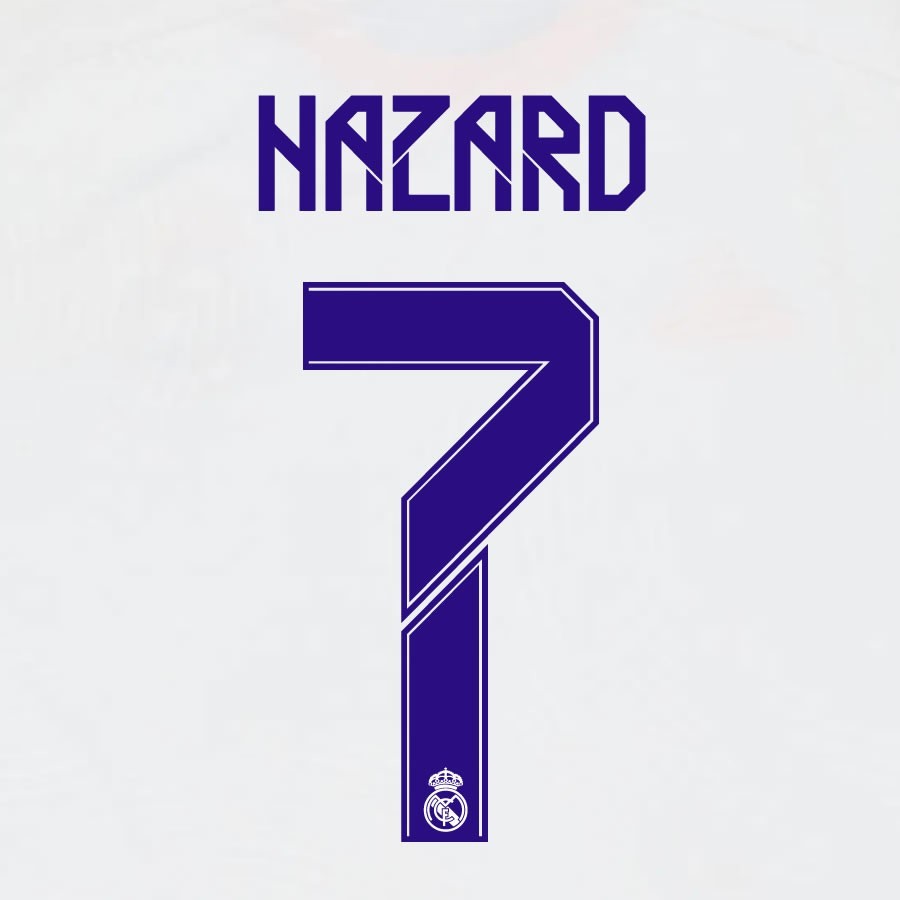 2021 2022 AVERY DENNISON REAL MADRID HAZARD 7 HOME PLAYER SIZE NAMESET