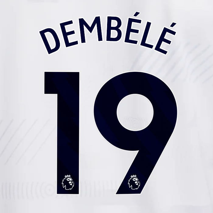 SPURS 2023 2024 DEMBELE 19 BLUE HOME PLAYER SIZE NAME SET