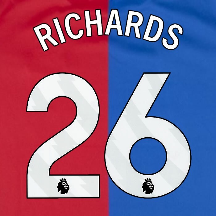 2023 2024 OFFICIAL CRYSTAL PALACE RICHARDS 26 WHITE HOME PLAYER SIZE NAMESET