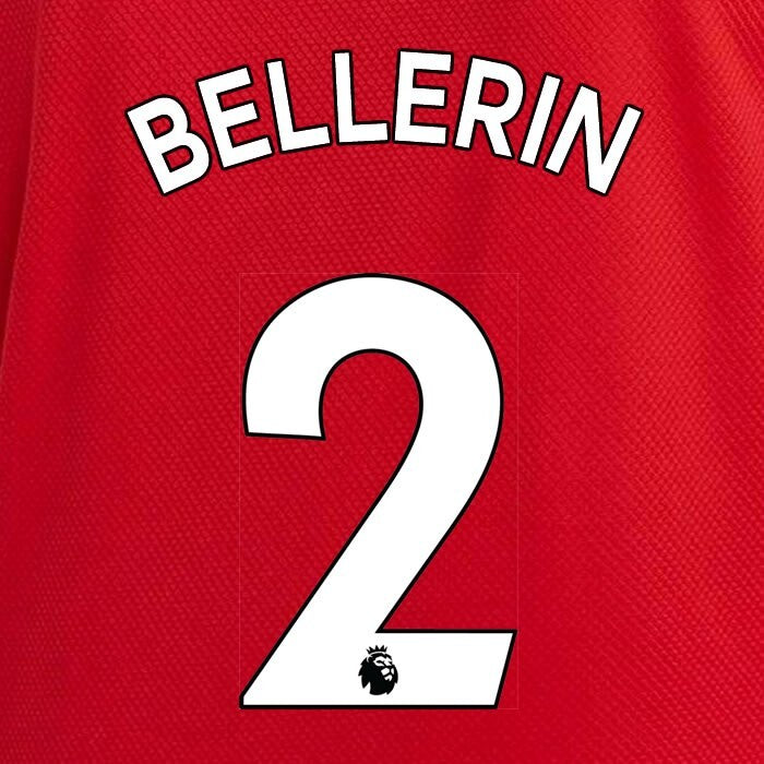 ARSENAL 2019-23 BELLERIN 2 OFFICIAL AVERY DENNISON WHITE PLAYER SIZE NAME SET