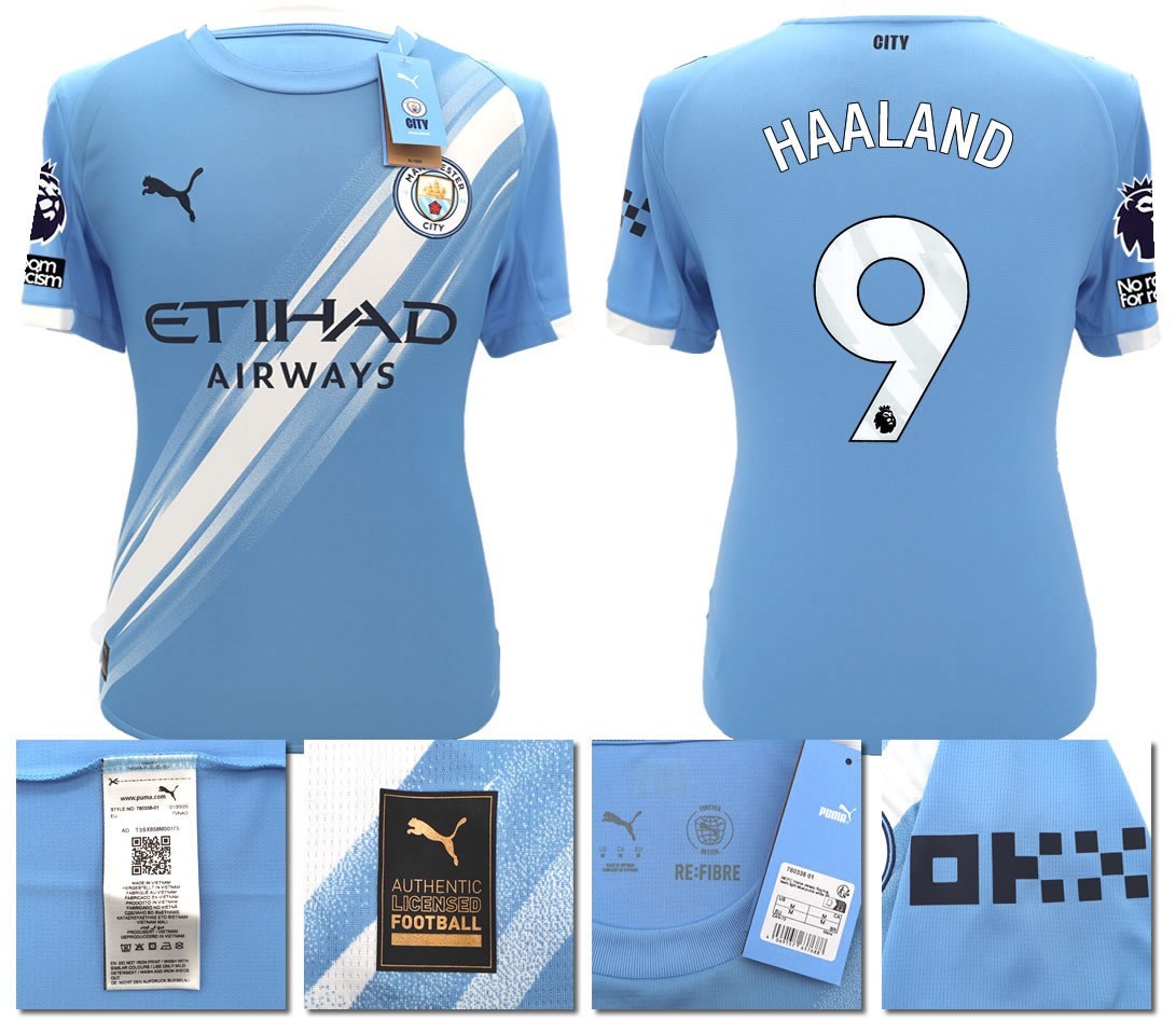 BNWT 25 26 MAN CITY PUMA HOME HAALAND 9 + PATCHES FOOTBALL SHIRT