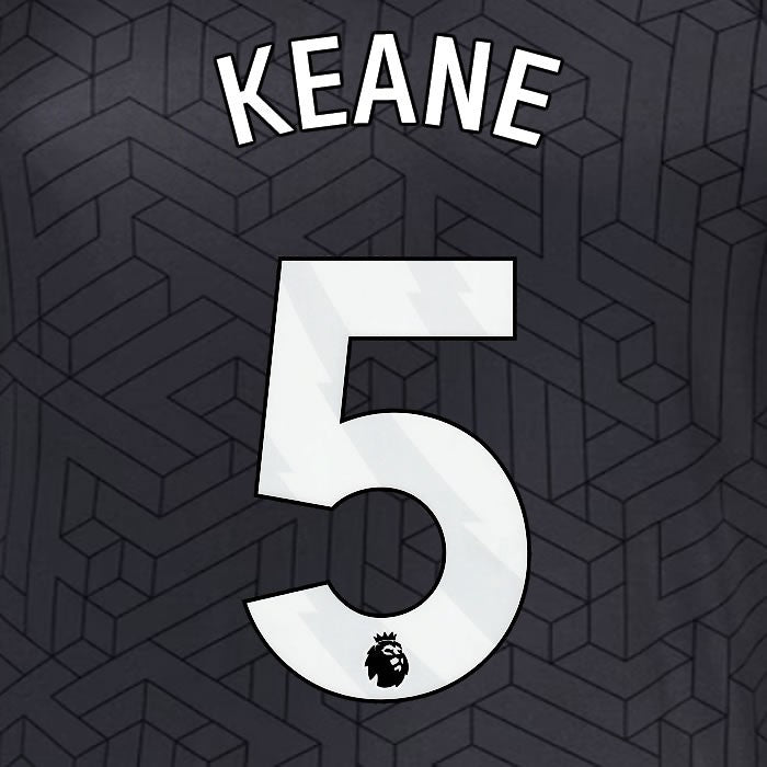 2024 2025 EVERTON KEANE 5 OFFICIAL WHITE AWAY PLAYER SIZE NAMESET