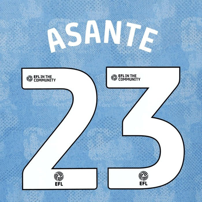 25 26 COVENTRY CITY ASANTE 23 OFFICIAL WHITE HOME PLAYER SIZE NAME SET 230MM