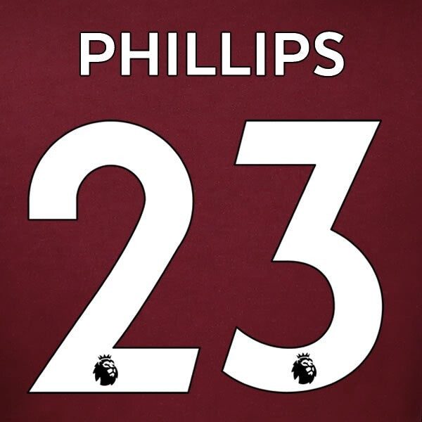 LEEDS UNITED 19-23 PHILLIPS 23 OFFICIAL AVERY DENNISON WHITE PLAYER SIZE SET