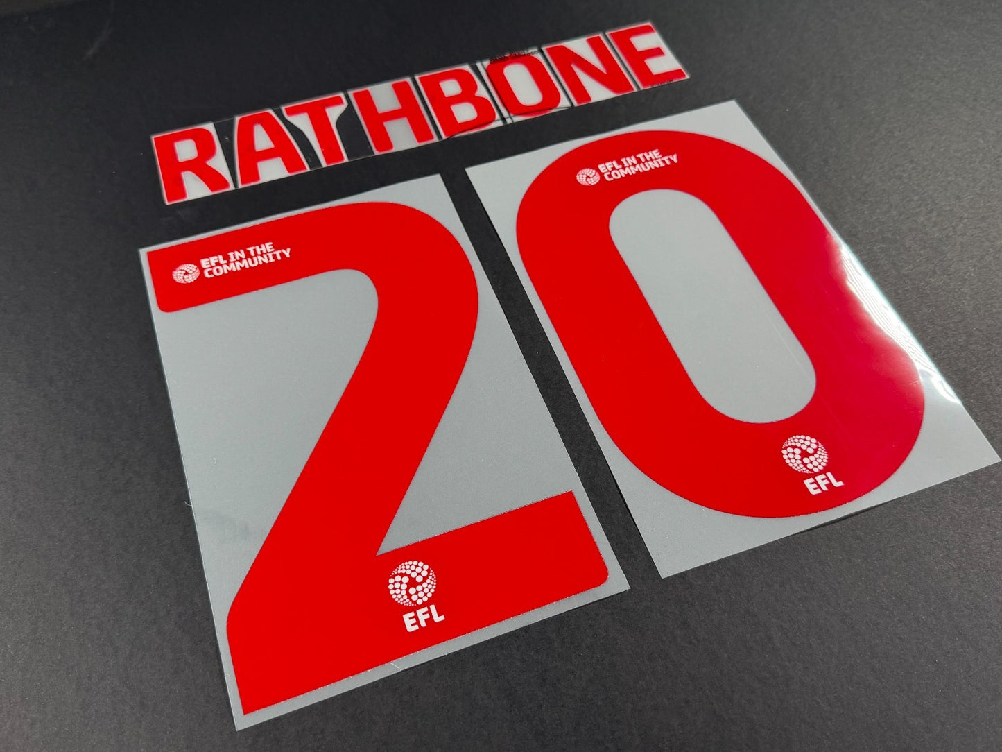 2025 2026 WREXHAM A.F.C RATHBONE 20 OFFICIAL RED 3RD PLAYER SIZE NAMESET