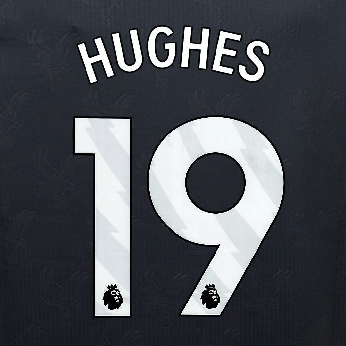 2024 2025 OFFICIAL CRYSTAL PALACE HUGHES 19 WHITE 3RD PLAYER SIZE NAMESET
