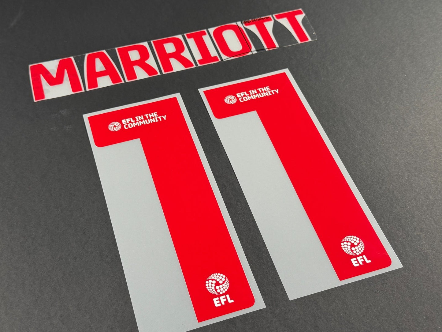 2025 2026 WREXHAM A.F.C MARRIOTT 11 OFFICIAL RED 3RD PLAYER SIZE NAMESET