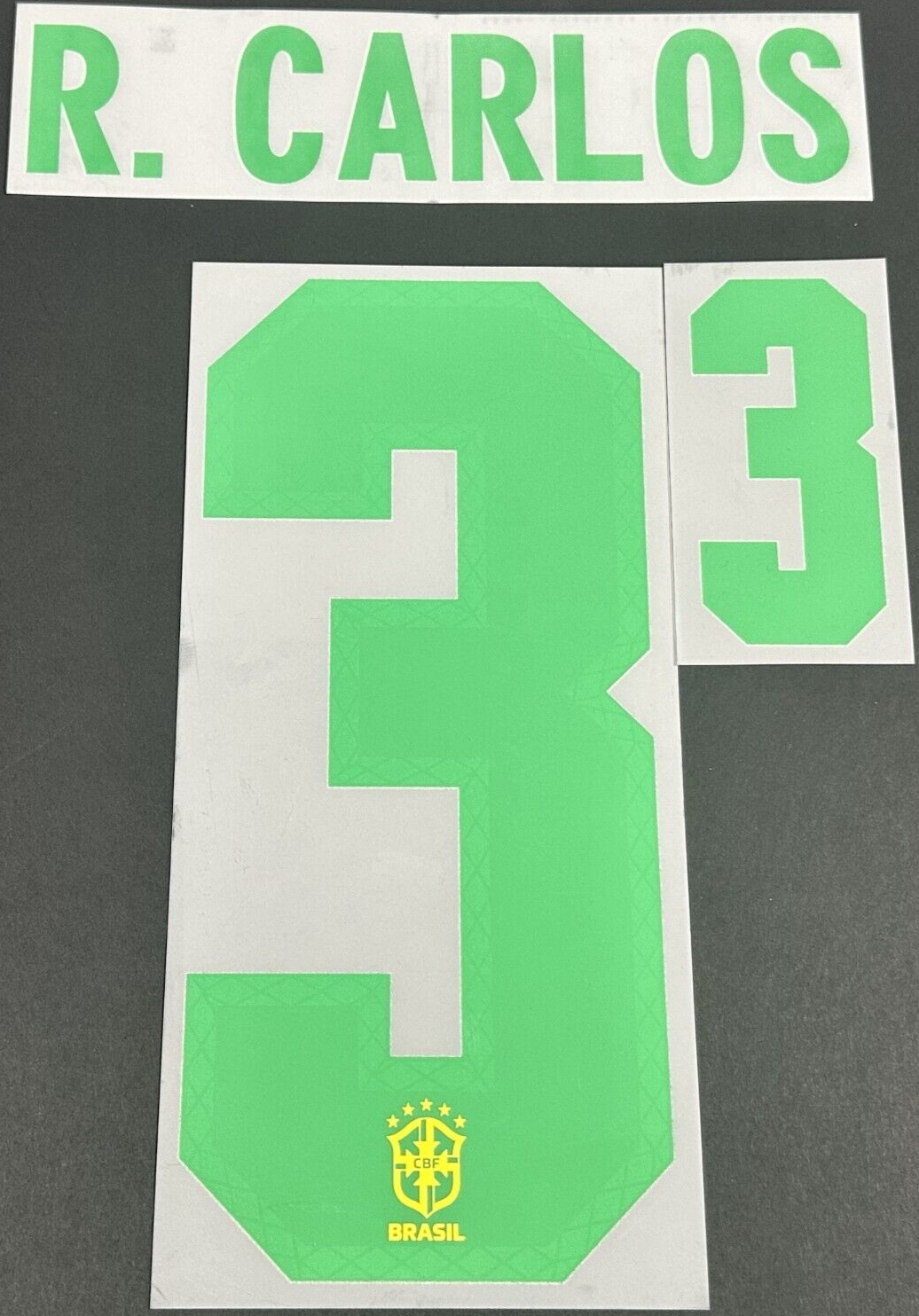BRAZIL 2020 2021 OFFICIAL R. CARLOS 3 HOME PLAYER SIZE NAMESET - 260MM