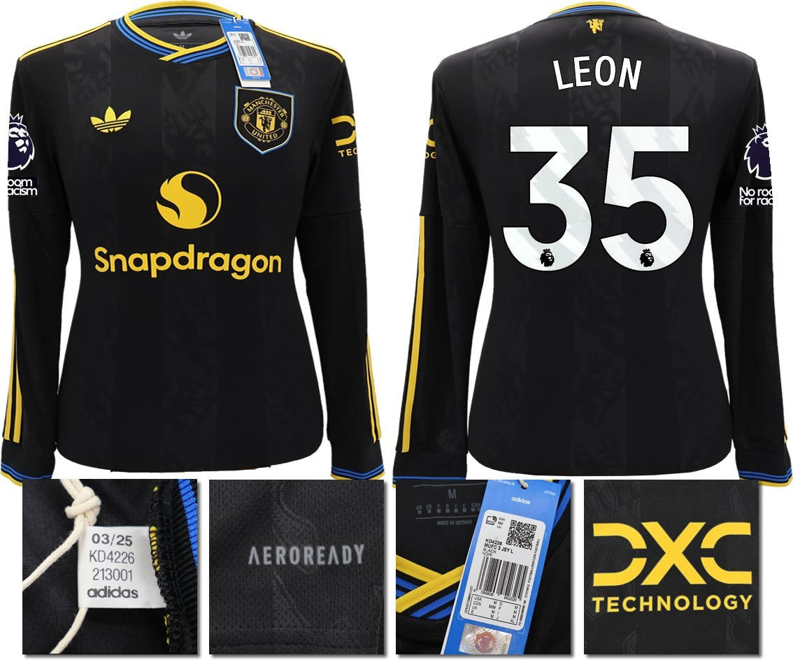 BNWT 2025 2026 MANCHESTER UNITED ADIDAS 3RD SHIRT LS LEON 35