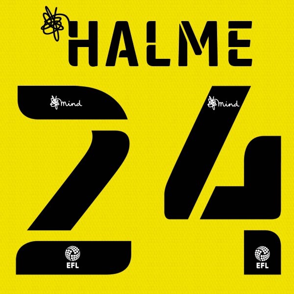 BARNSLEY 2020 2021 OFFICIAL HALME 24 3RD PLAYER SIZE NAME SET