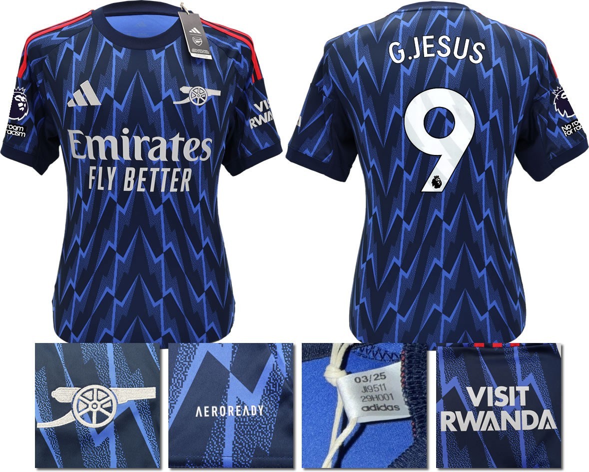 BNWT 2025 2026 ARSENAL F.C ADIDAS AWAY SHIRT G. JESUS 9 + PATCHES