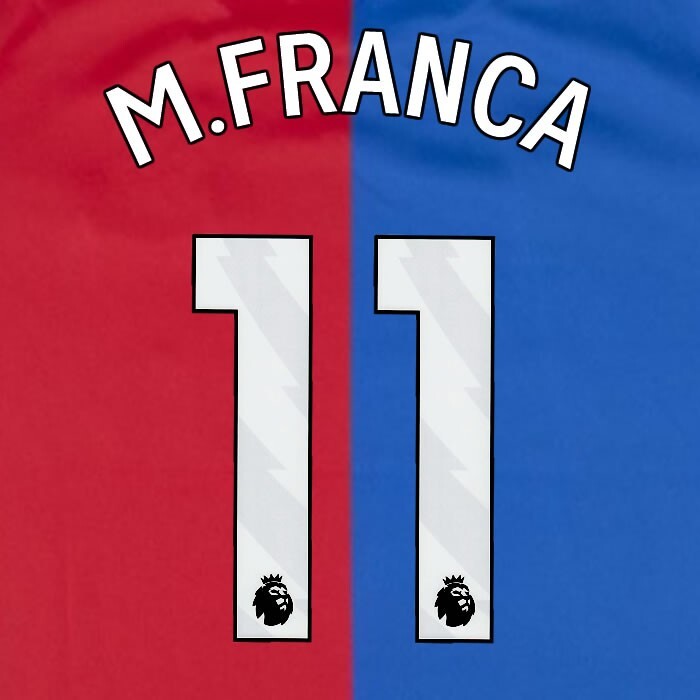 2023 2024 OFFICIAL CRYSTAL PALACE M. FRANCA 11 WHITE HOME PLAYER SIZE NAMESET