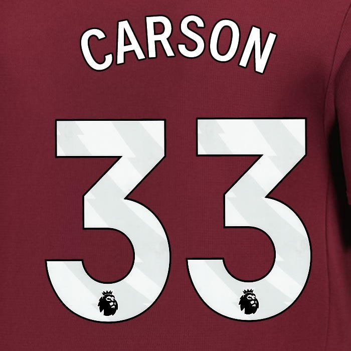 2024 2025 MANCHESTER CITY CARSON 33 WHITE 3RD PLAYER SIZE NAME SET
