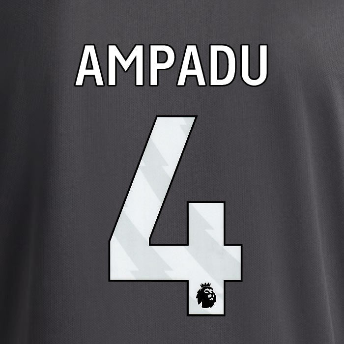 2025 2026 OFFICIAL LEEDS UNITED AMPADU 4 WHITE 3RD PLAYER SIZE NAMESET