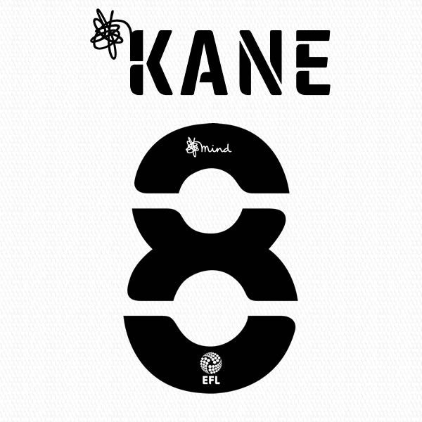 BARNSLEY 2020 2021 OFFICIAL KANE 8 AWAY PLAYER SIZE NAME SET