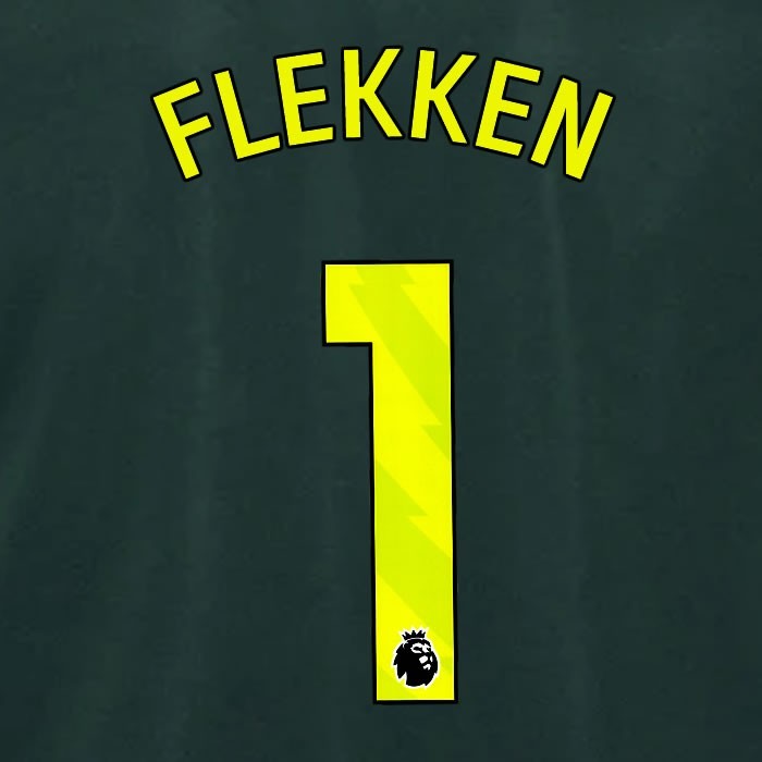2024 2025 BRENTFORD FLEKKEN 1 OFFICIAL YELLOW 3RD PLAYER SIZE NAMESET