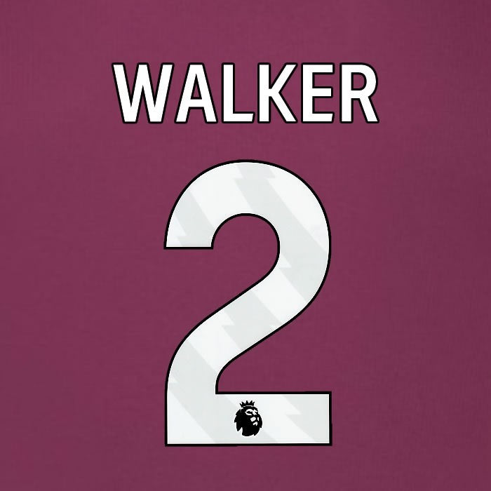 2025 2026 BURNLEY WALKER 2 OFFICIAL WHITE HOME PLAYER SIZE NAMESET