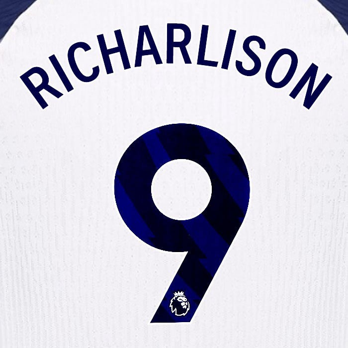 2025 2026 TOTTENHAM RICHARLISON 9 BLUE HOME PLAYER SIZE NAME SET