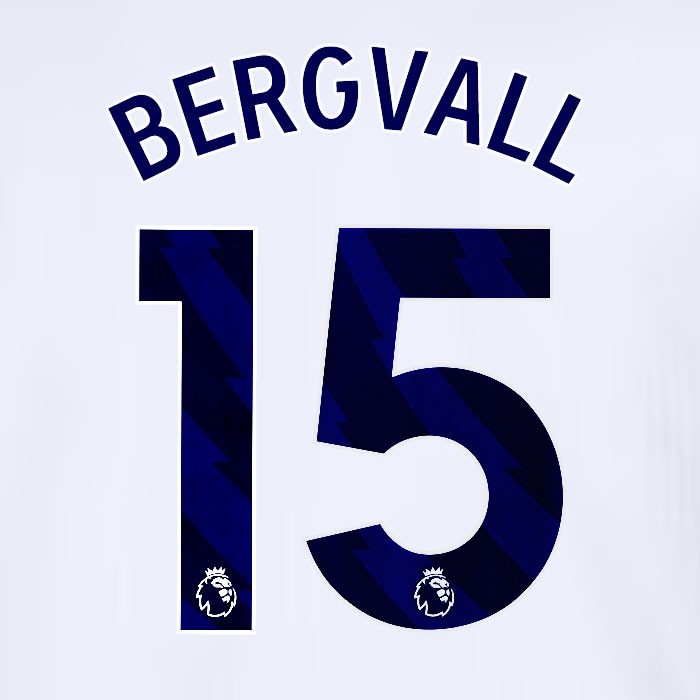 2024 2025 TOTTENHAM BERGVALL 15 BLUE HOME PLAYER SIZE NAME SET