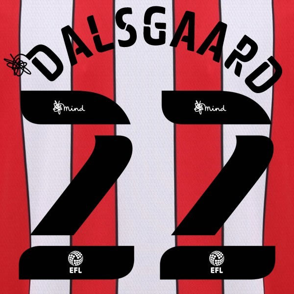 BRENTFORD 2020 2021 OFFICIAL DALSGAARD 22 HOME PLAYER SIZE NAME SET