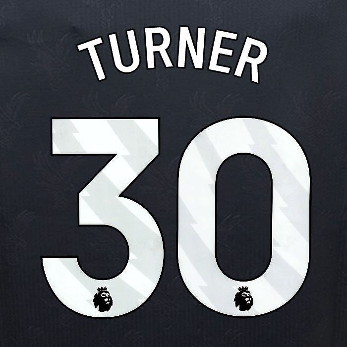 2024 2025 OFFICIAL CRYSTAL PALACE TURNER 30 WHITE 3RD PLAYER SIZE NAMESET
