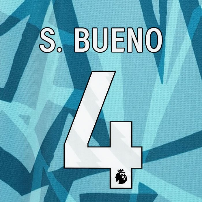 2023 2024 WOLVES 3RD S. BUENO 4 OFFICIAL WHITE PLAYER SIZE NAMESET