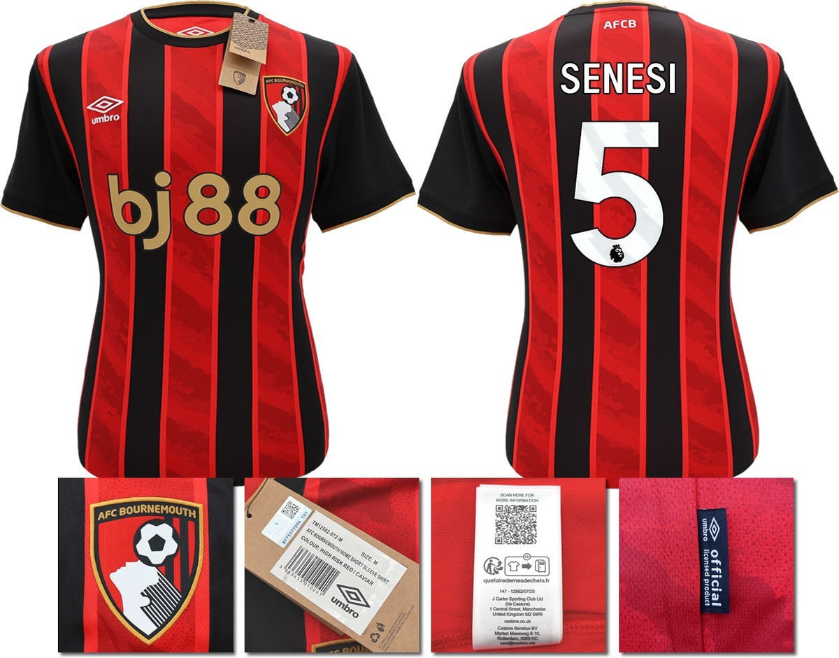 BNWT 2025 2026 UMBRO AFC BOURNEMOUTH HOME SHIRT SENESI 5