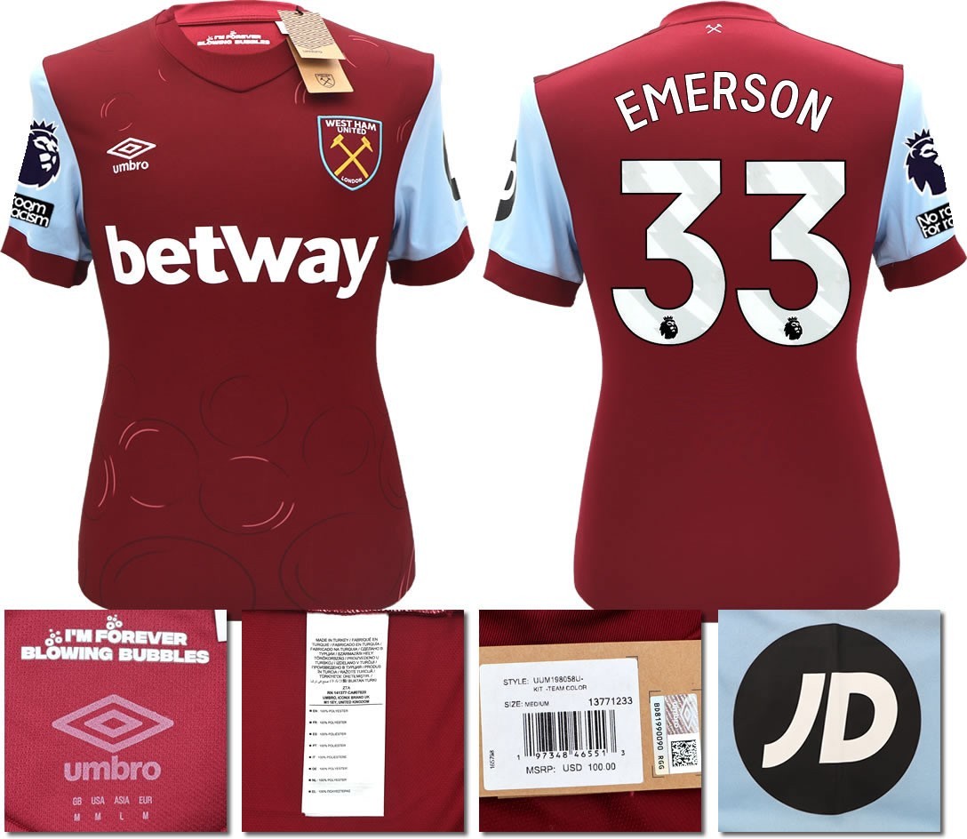 BNWT 2023 2024 UMBRO WEST HAM HOME SHIRT EMERSON 33 MEN'S