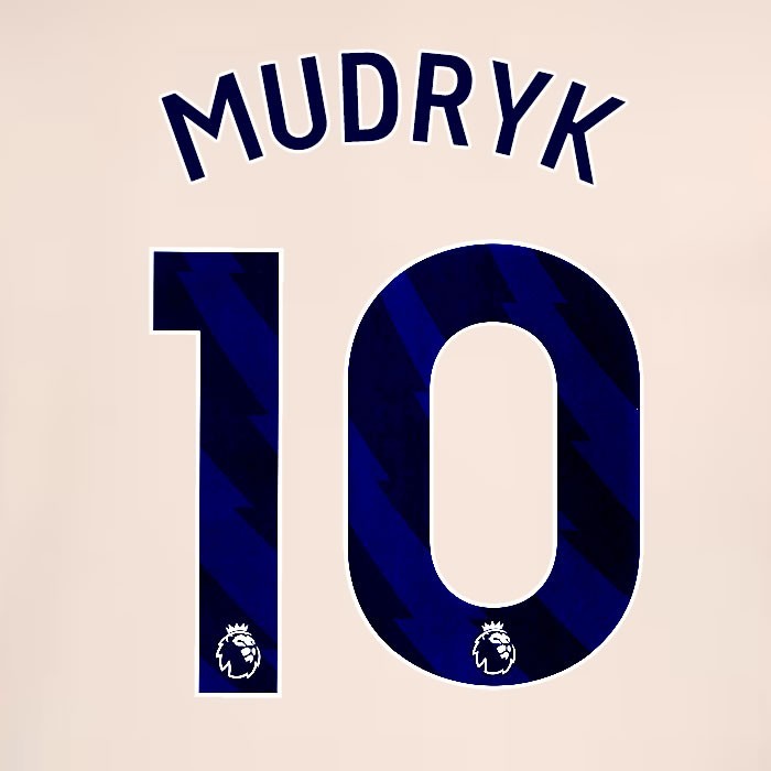2024 2025 OFFICIAL CHELSEA MUDRYK 10 BLUE AWAY PLAYER SIZE NAMESET